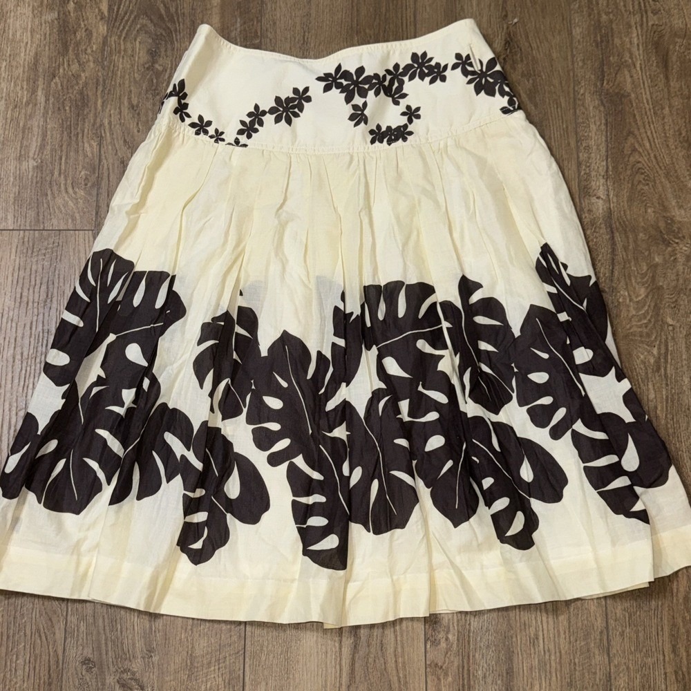 Doncaster Sport Women's Skirt Cream With Brown Palm Leaves a line lined tropical